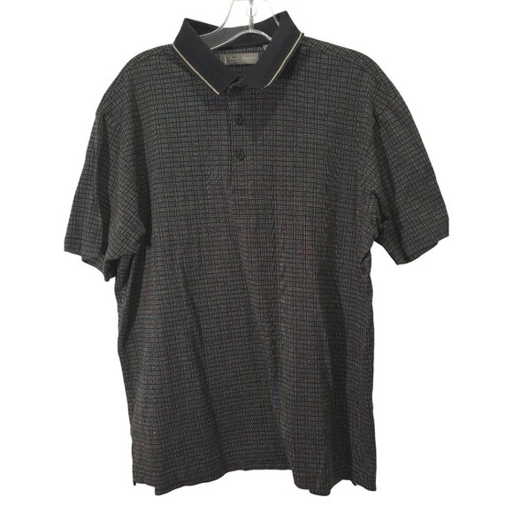 David Taylor Black Grid Polo Shirt Short Sleeve Lightweight Men's - Picture 1 of 5